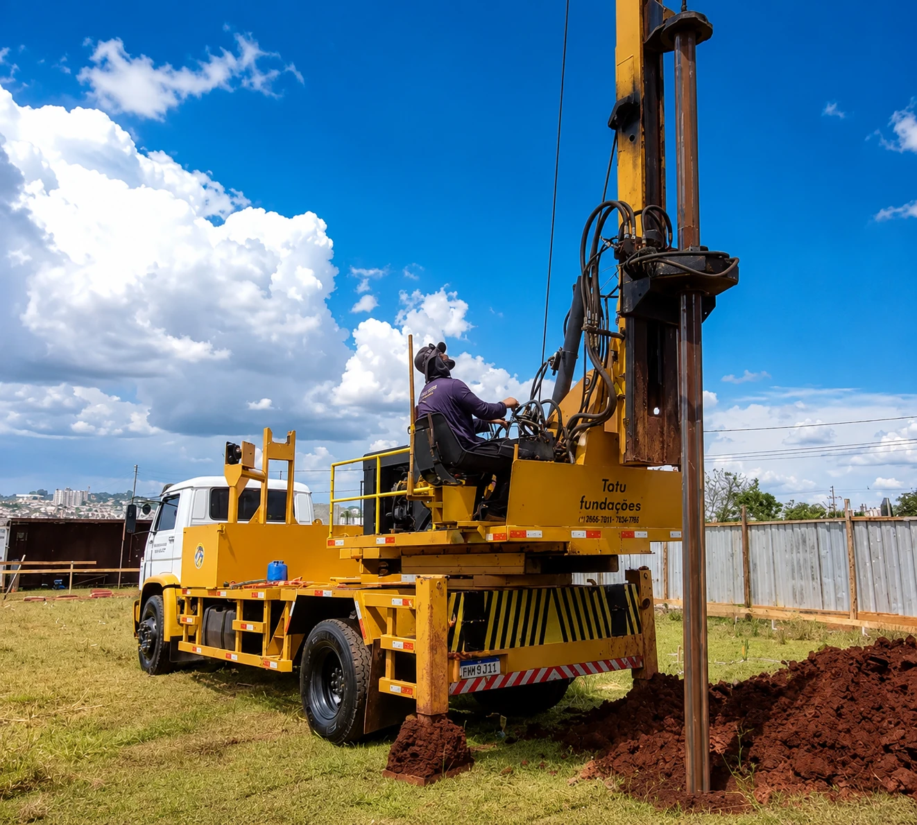 Perfuração em canteiro de obras preparado